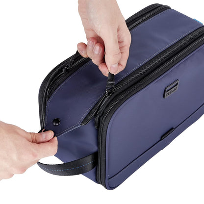 ZEEMO Travel Toiletry Bag for Men, Medium Water-Resistant Double-Sided Full-Open Dopp Kit, Versatile Organizer for Shower and Hygiene Accessories, Bathroom Essentials, Cosmetics, Black