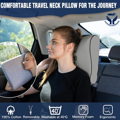 Travel & Camping Comfortable Memory Foam Pillow – Easy to Carry Portable Bag – Temperature Regulating Pillow Case