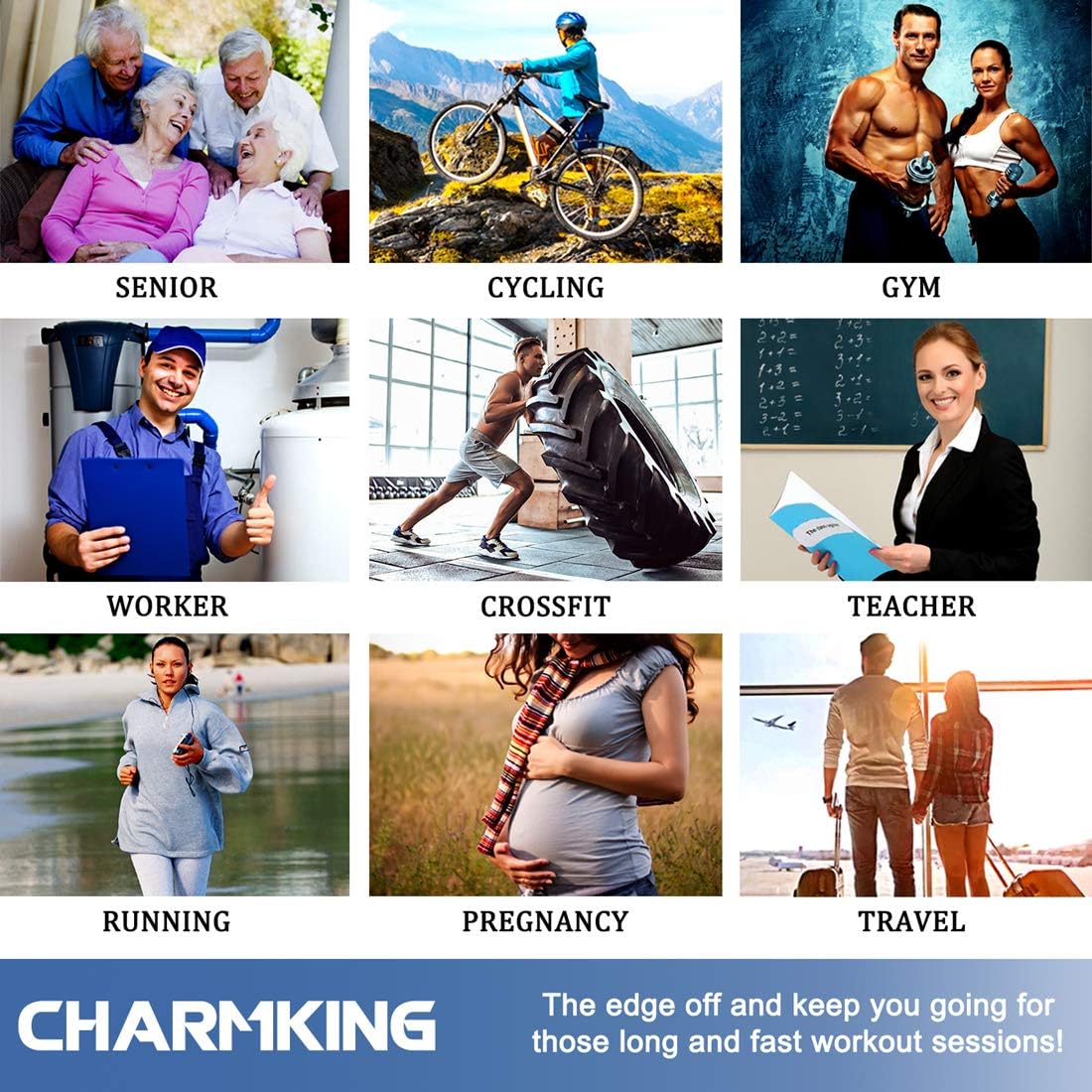 CHARMKING Compression Socks for Women & Men Circulation (8 Pairs) 15-20 mmHg Best Calf Socks Support for Athletic Cycling - Colors A