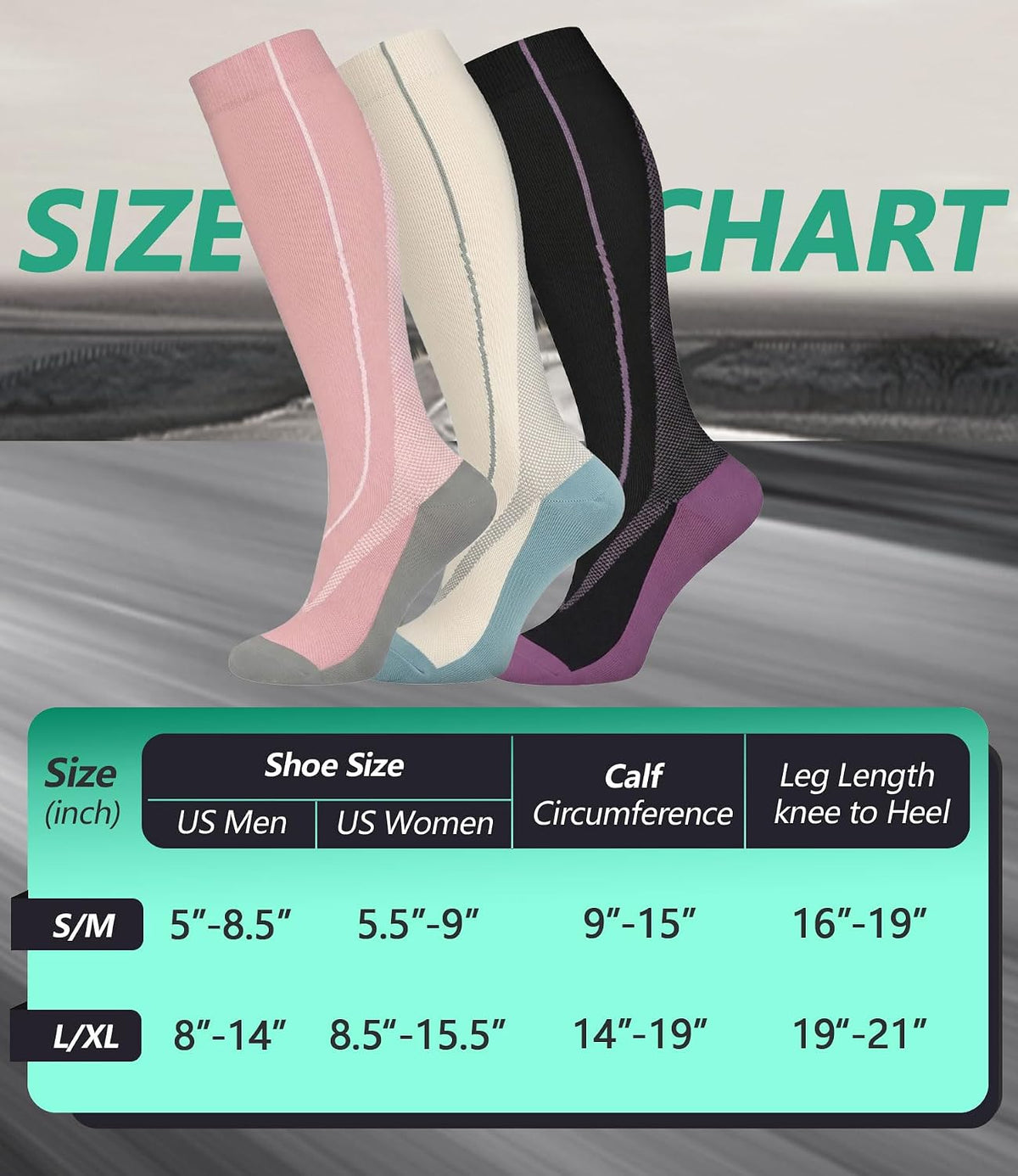 FuelMeFoot 3 Pack Copper Compression Socks - Compression Socks Women & Men Circulation - Best for Medical,Running,Athletic