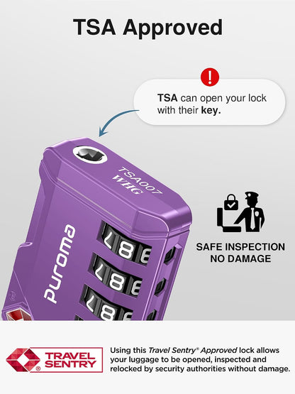 Puroma TSA Approved Luggage Locks, 2 Pack 4 Digit Resettable Travel Combination Code Lock with Zinc Alloy Body for Suitcase, Backpack, Laptop Bag, Gym Locker, Toolbox (Orange)
