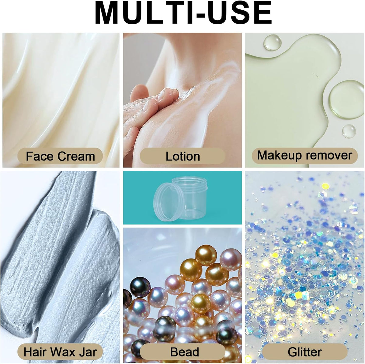 TSA Approved Wide Mouth Travel Size Containers, PP Clear Leak Proof Travel Plastic Jars with Lids for Creams Lotion Cosmetic, Jewelry Beads, Sample, Small Items Storage (1 oz, 4 Pcs)