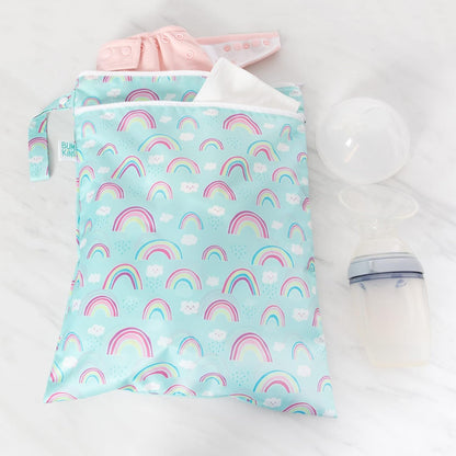 Bumkins Waterproof Wet Bag for Baby, Travel, Swim Suit, Cloth Diapers, Pump Parts, Pool, Beach, Gym Clothes, Toiletry, Hook to Stroller, Daycare, Zipper Reusable Wetdry Packing Pouch, Jungle