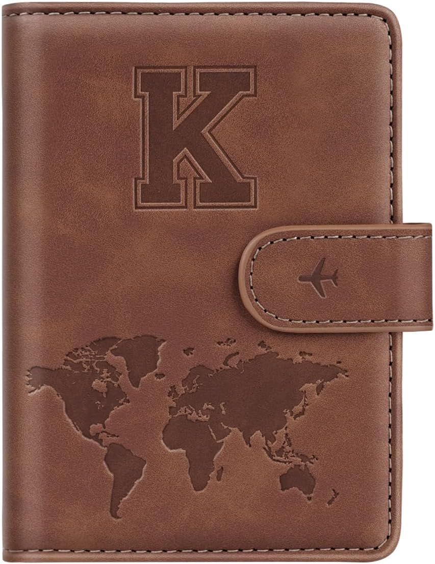 Passport Holder Cover Initail Letter A-Z Travel Wallet 3D Embossed Design RFID Blocking Card Holder Personalized Gift Passport Cover Wallet, Passport Book Holders for Women and Girls, Pink-A