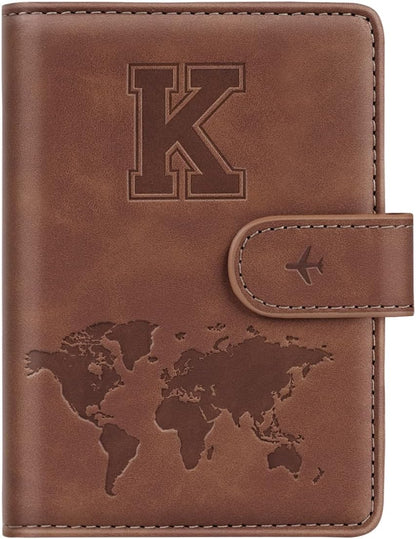 Passport Holder Cover Initail Letter A-Z Travel Wallet 3D Embossed Design RFID Blocking Card Holder Personalized Gift Passport Cover Wallet, Passport Book Holders for Women and Girls, Pink-A