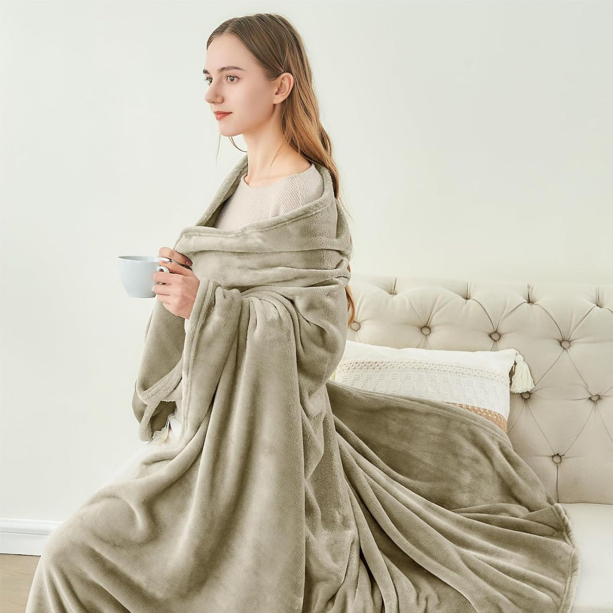 Fleece Blanket Soft Plush Throw for Couch Black 50"x60" - Colors A