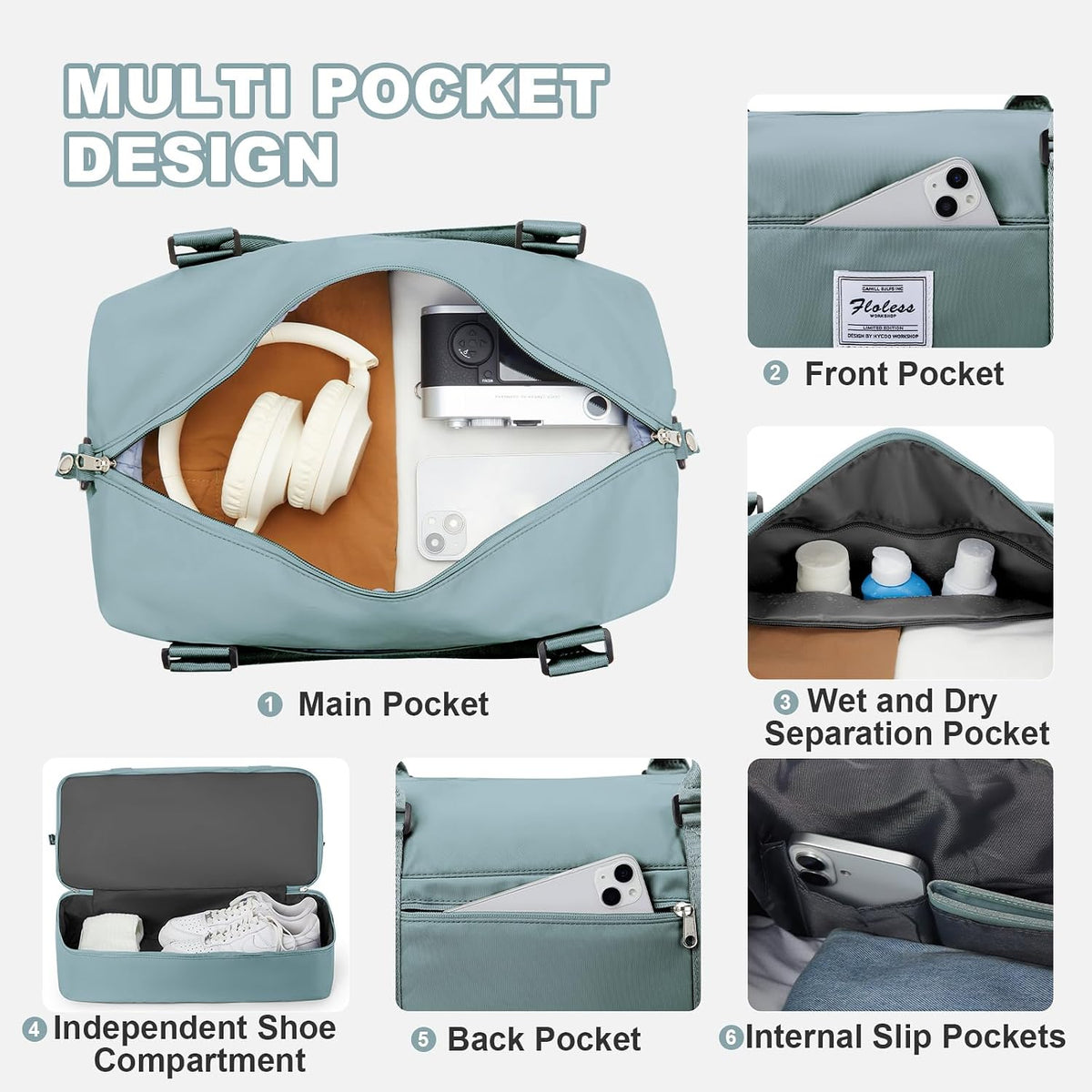 Travel Duffel Bag, Sports Tote Gym Bag, Shoulder Weekender Overnight Bag for Women - Colors B