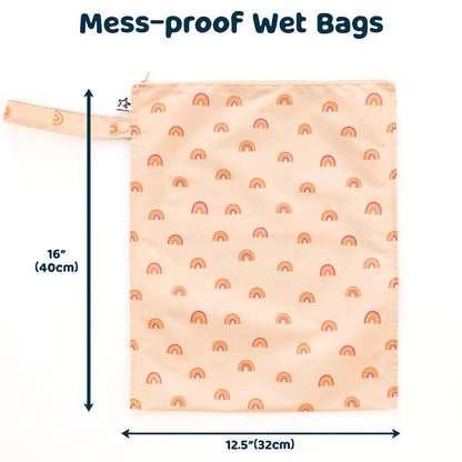 Tiny Twinkle Mess Proof Wet Bags | Reusable Waterproof Wet Bags for Swimsuits | Baby Clothes | Travel & Diaper Bag (Black, Green Checkers) - Colors B