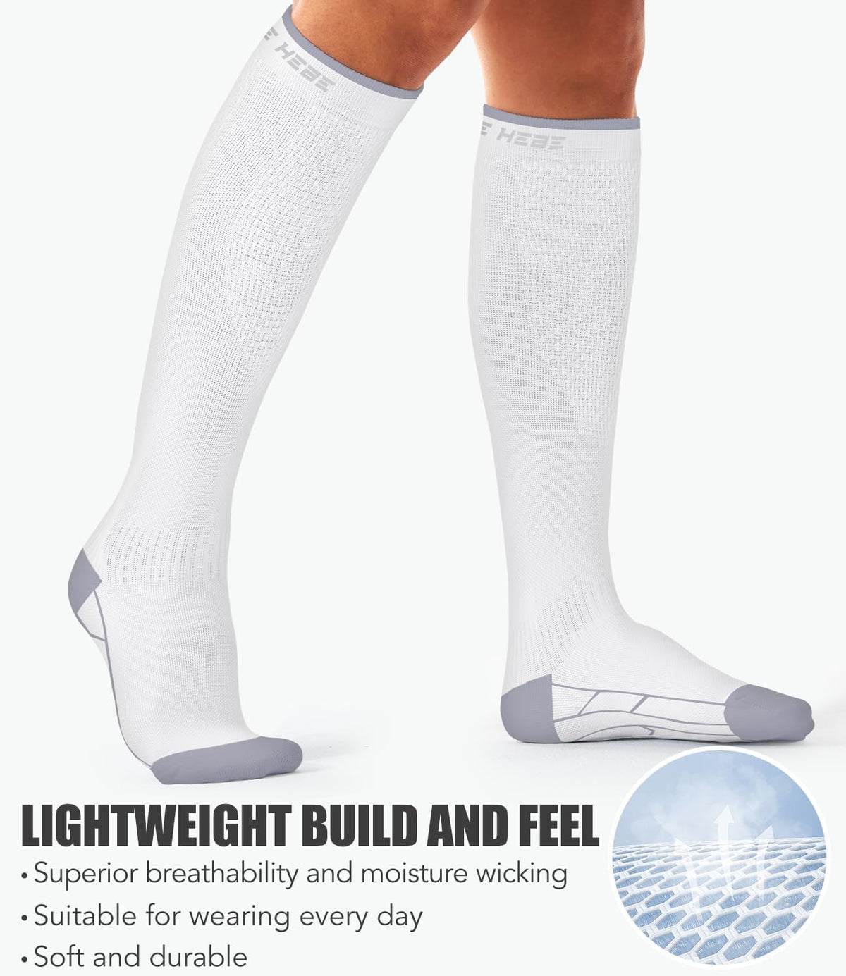 Laite Hebe 3 Pack Medical Compression Sock-Compression Sock For Women and Men Circulation -Best for Running,Nursing,Athletic Sports
