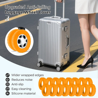 16-Pack Luggage Wheel Covers, Luggage Wheel Protector Covers for 2-2.4 inches Wheels Suitcases，Anti-Scratch & Noise Reduction Design, Silicone MaterialDurable Travel Case Accessories.