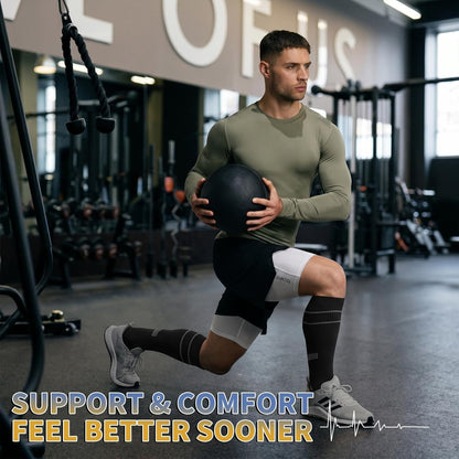 Sooverki Copper Compression Socks for Men & Women 8 Pack 15-20mmHg - Knee High Stockings Best Support for Running Athletic