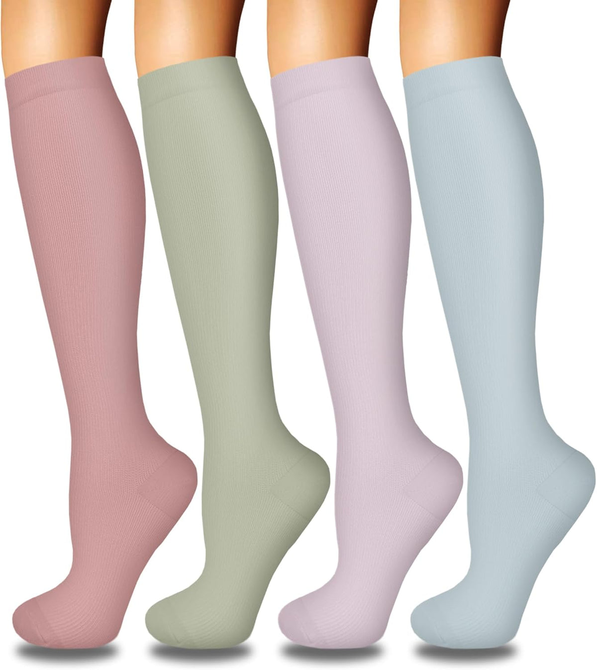 4 Pairs Compression Socks for Women Circulation-Best Support for Nurses,Running,Athletic,Travel