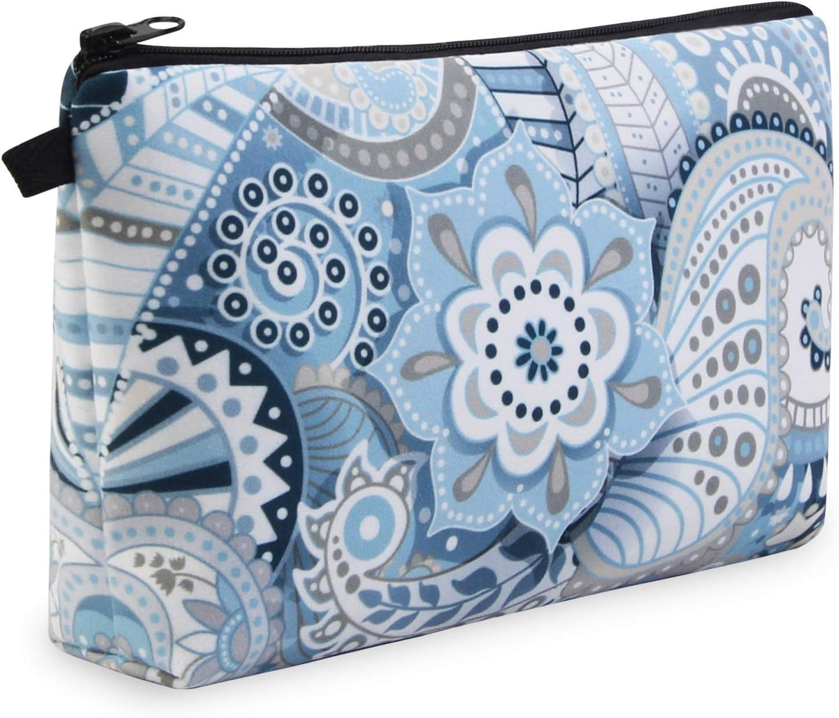 MAGEFY Small Makeup Bag, Portable Travel Cosmetic Bag Zipper Pouch Waterproof Makeup Pouch Multifunctional Small Bag for Women (1 pack, dark blue flower 0179)