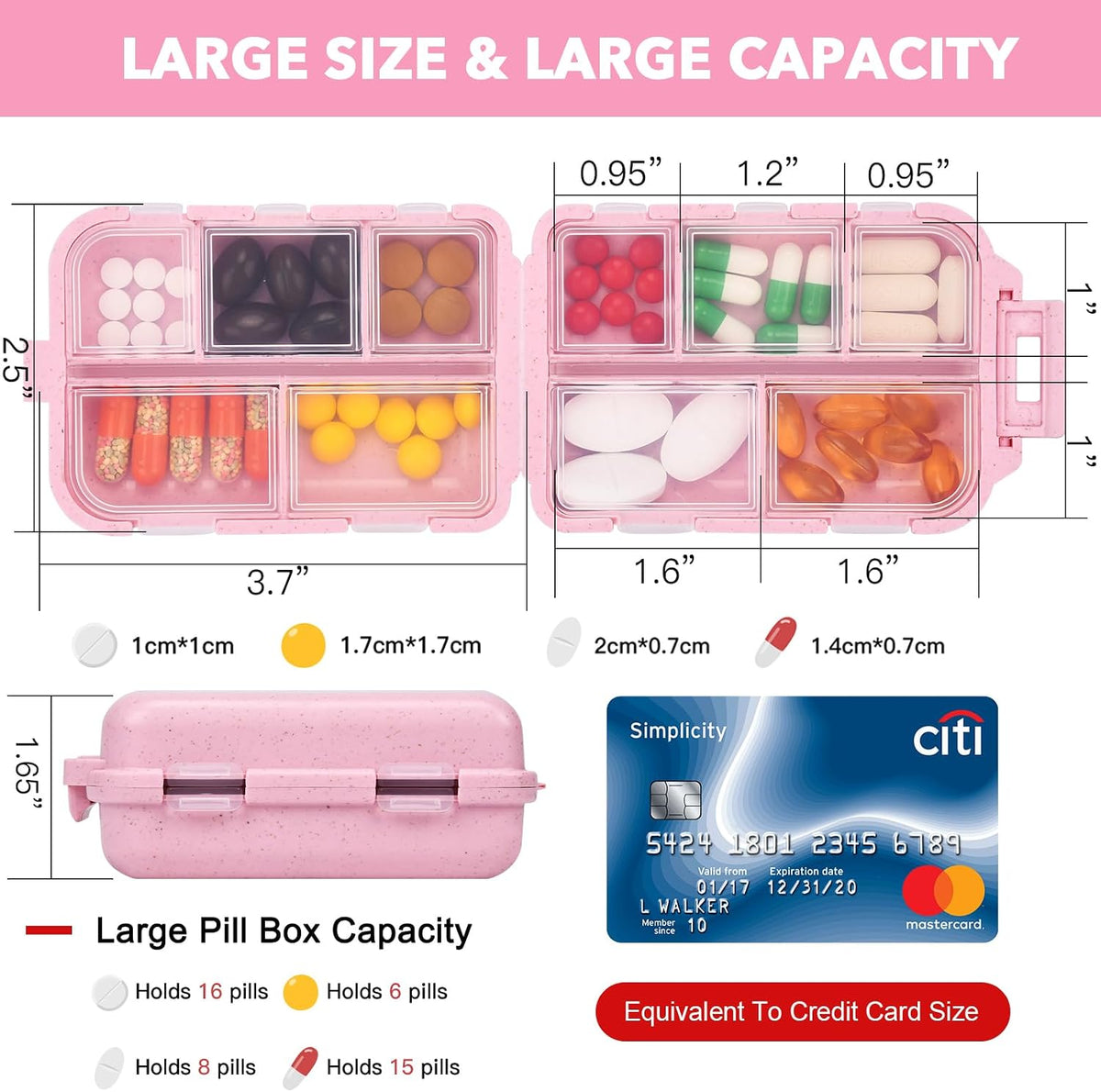 Travel Pill Organizer with 189 Medicine Labels, 10 Compartments Small Pill Case Compact and Portable Travel Pill Box for Airplane Car Purse Nurse Vacation Essentials (Gray, 1 Pack)