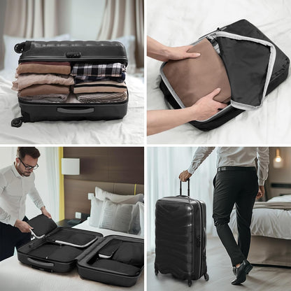 CherryNow Compression Packing Cubes, 7 Set Packing Cubes Compression, Travel Essentials, Travel Organizer for Shoes, Clothing, Grey