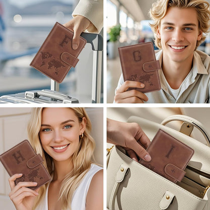 Passport Holder Cover Initail Letter A-Z Travel Wallet 3D Embossed Design RFID Blocking Card Holder Personalized Gift Passport Cover Wallet, Passport Book Holders for Women and Girls, Pink-A