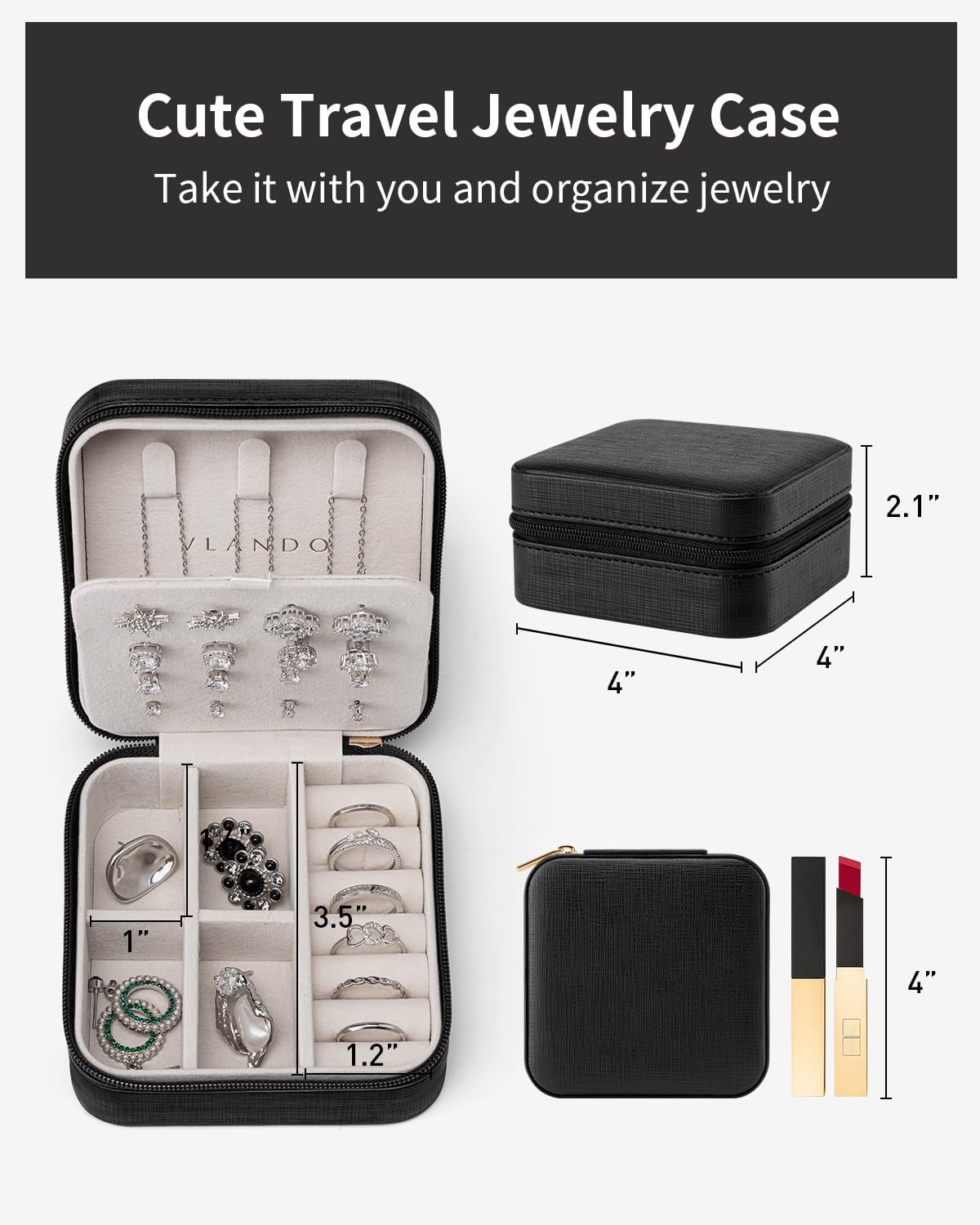 Travel Jewelry Case, Bridesmaid Gift for Women - Small Travel Jewelry Box for Girls Women - Blue