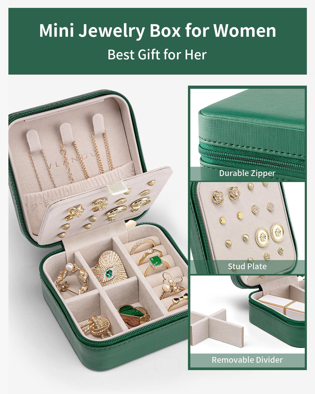 Travel Jewelry Case, Bridesmaid Gift for Women - Small Travel Jewelry Box for Girls Women - Blue