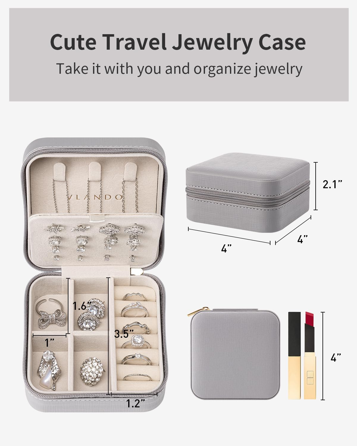 Travel Jewelry Case, Bridesmaid Gift for Women - Small Travel Jewelry Box for Girls Women - Blue