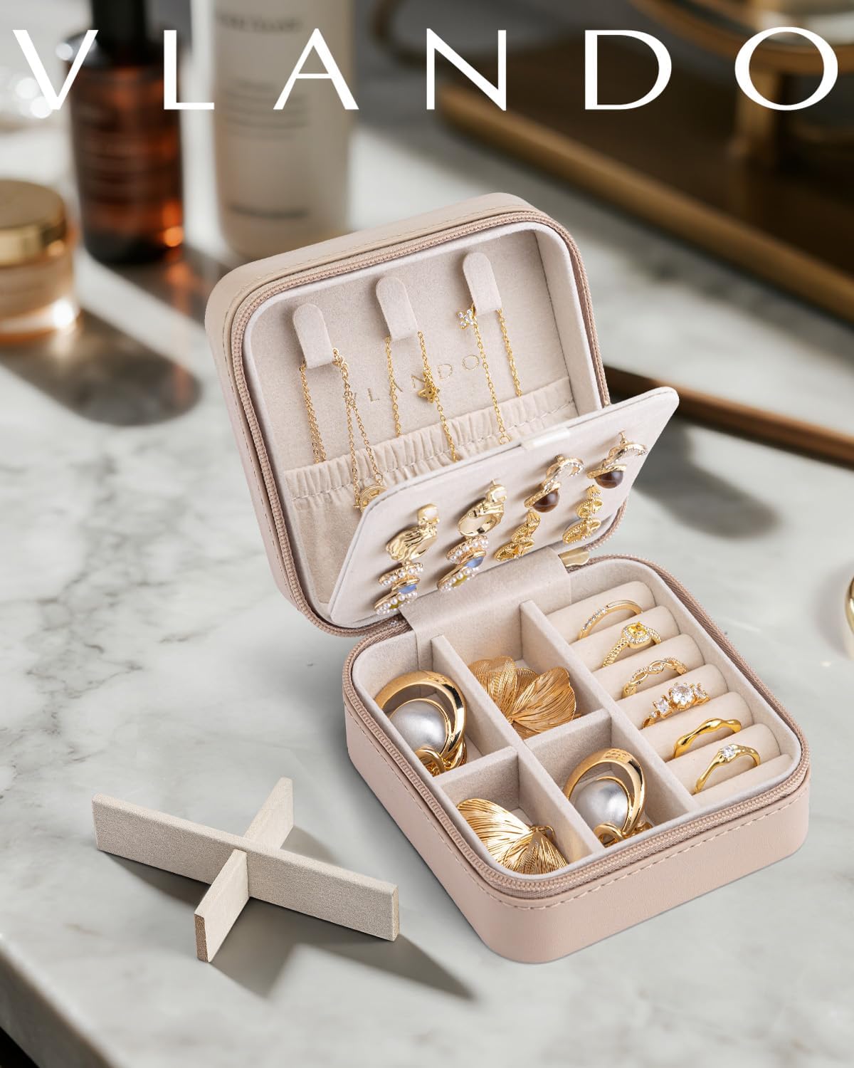 Travel Jewelry Case, Bridesmaid Gift for Women - Small Travel Jewelry Box for Girls Women - Blue