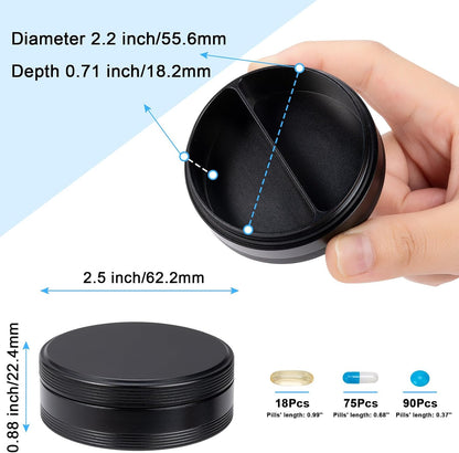 SOBABIDO Premium Metal Pill Case, Small Travel Pill Box with 2 Compartments