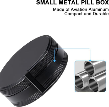 SOBABIDO Premium Metal Pill Case, Small Travel Pill Box with 2 Compartments