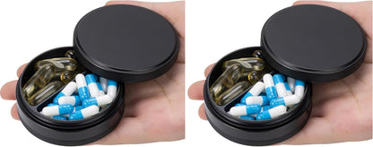 SOBABIDO Premium Metal Pill Case, Small Travel Pill Box with 2 Compartments