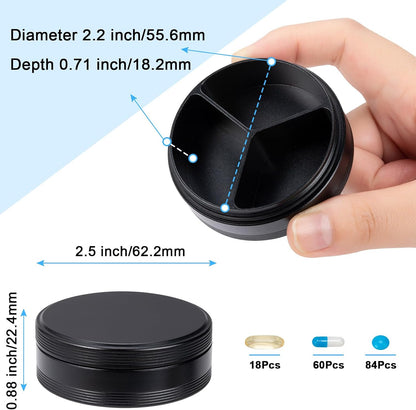 SOBABIDO Premium Metal Pill Case, Small Travel Pill Box with 2 Compartments