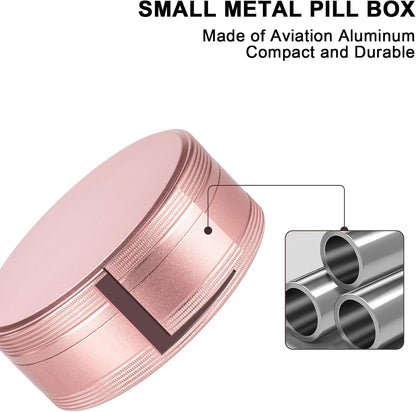 SOBABIDO Premium Metal Pill Case, Small Travel Pill Box with 2 Compartments