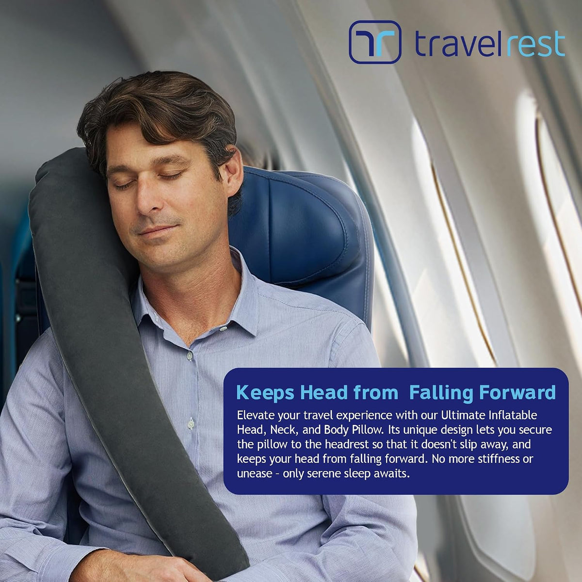 Ultimate Inflatable Travel Pillow for Neck & Body - Grey