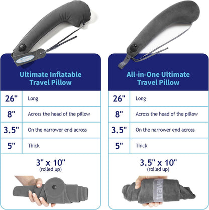 Ultimate Inflatable Travel Pillow for Neck & Body - Grey
