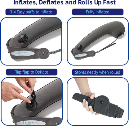 Ultimate Inflatable Travel Pillow for Neck & Body - Grey