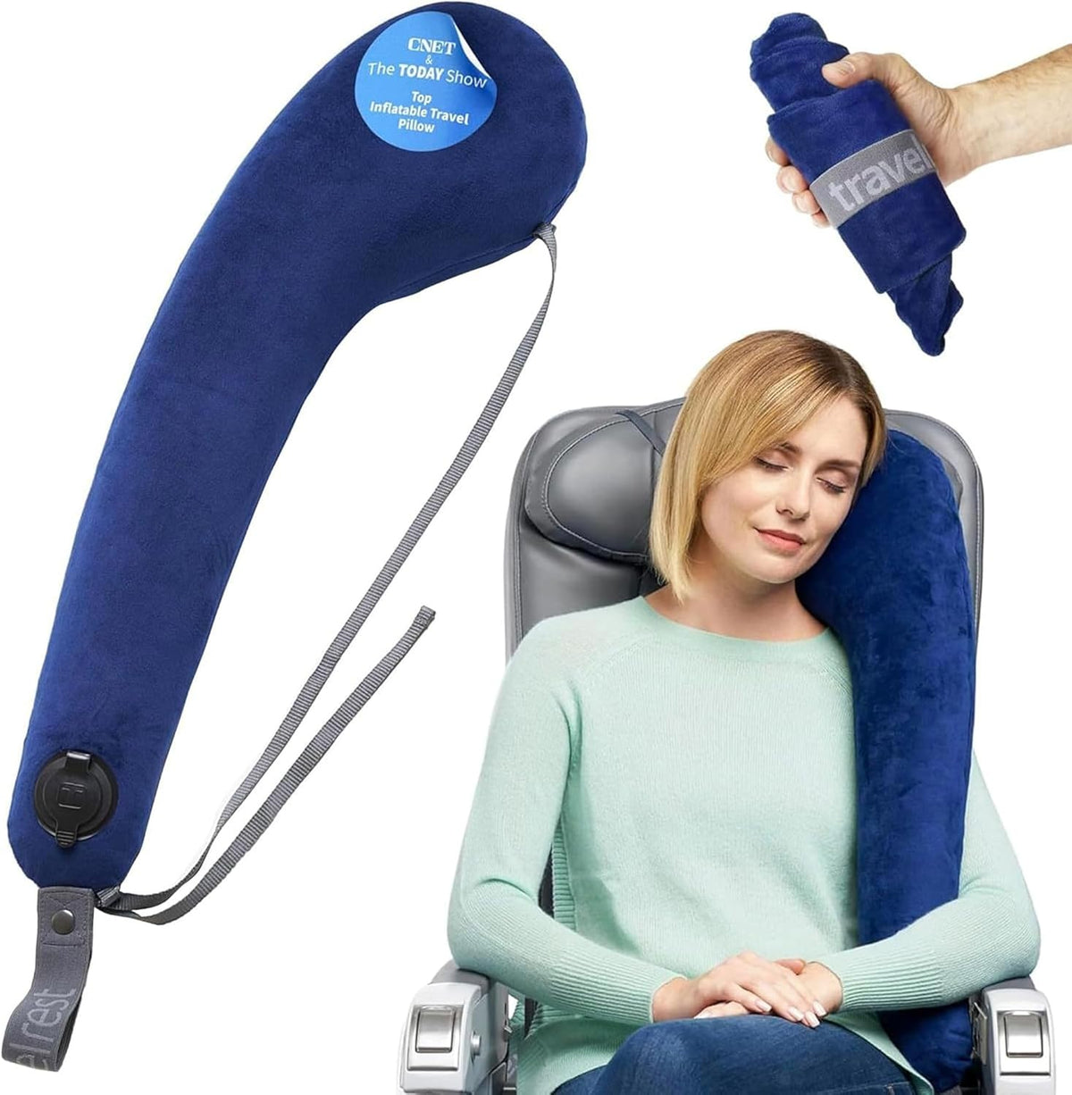Ultimate Inflatable Travel Pillow for Neck & Body - Grey