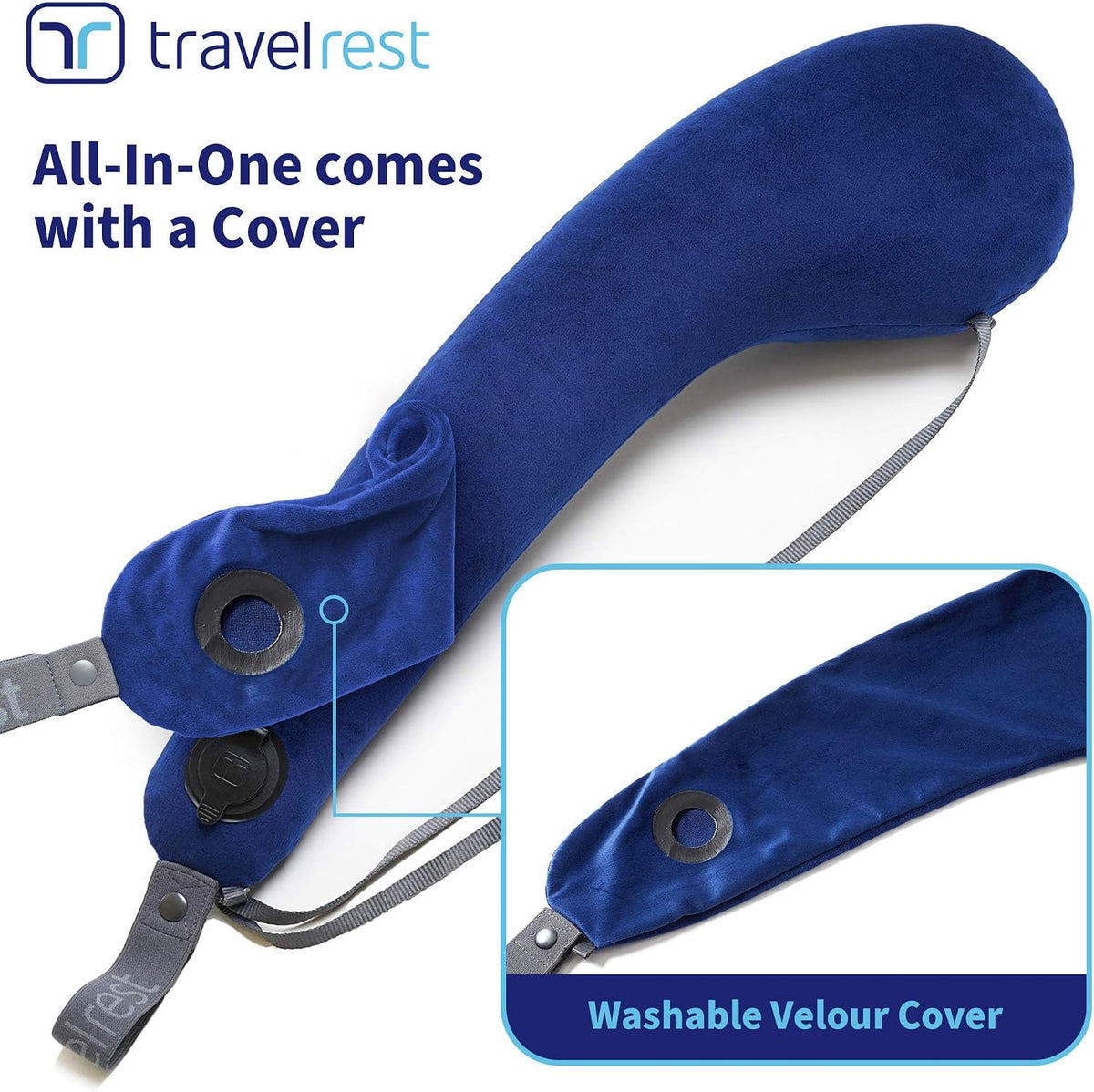 Ultimate Inflatable Travel Pillow for Neck & Body - Grey