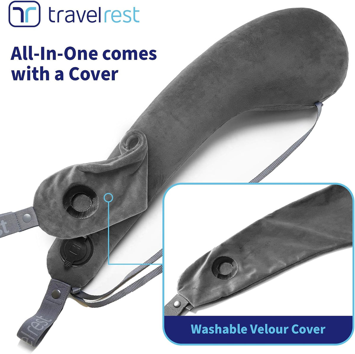 Ultimate Inflatable Travel Pillow for Neck & Body - Grey