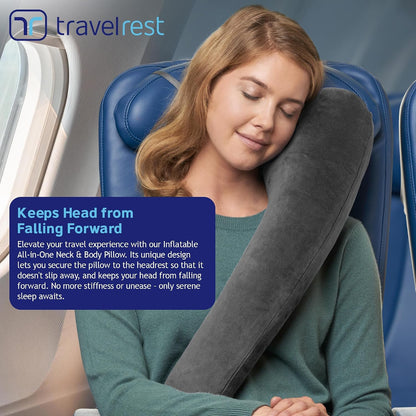 Ultimate Inflatable Travel Pillow for Neck & Body - Grey