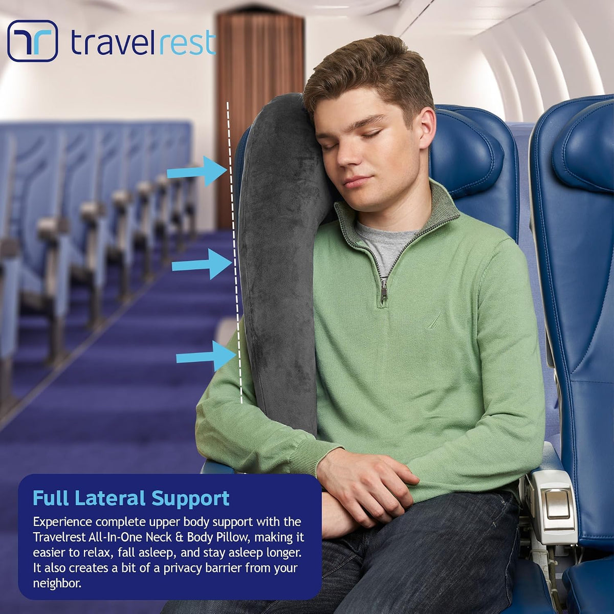 Ultimate Inflatable Travel Pillow for Neck & Body - Grey