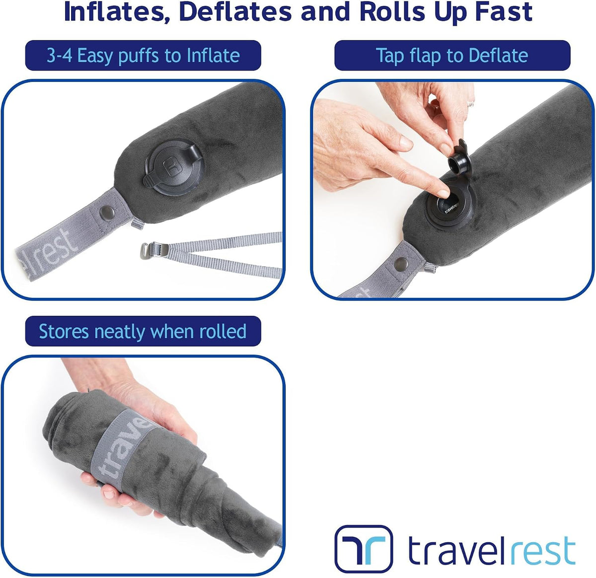 Ultimate Inflatable Travel Pillow for Neck & Body - Grey