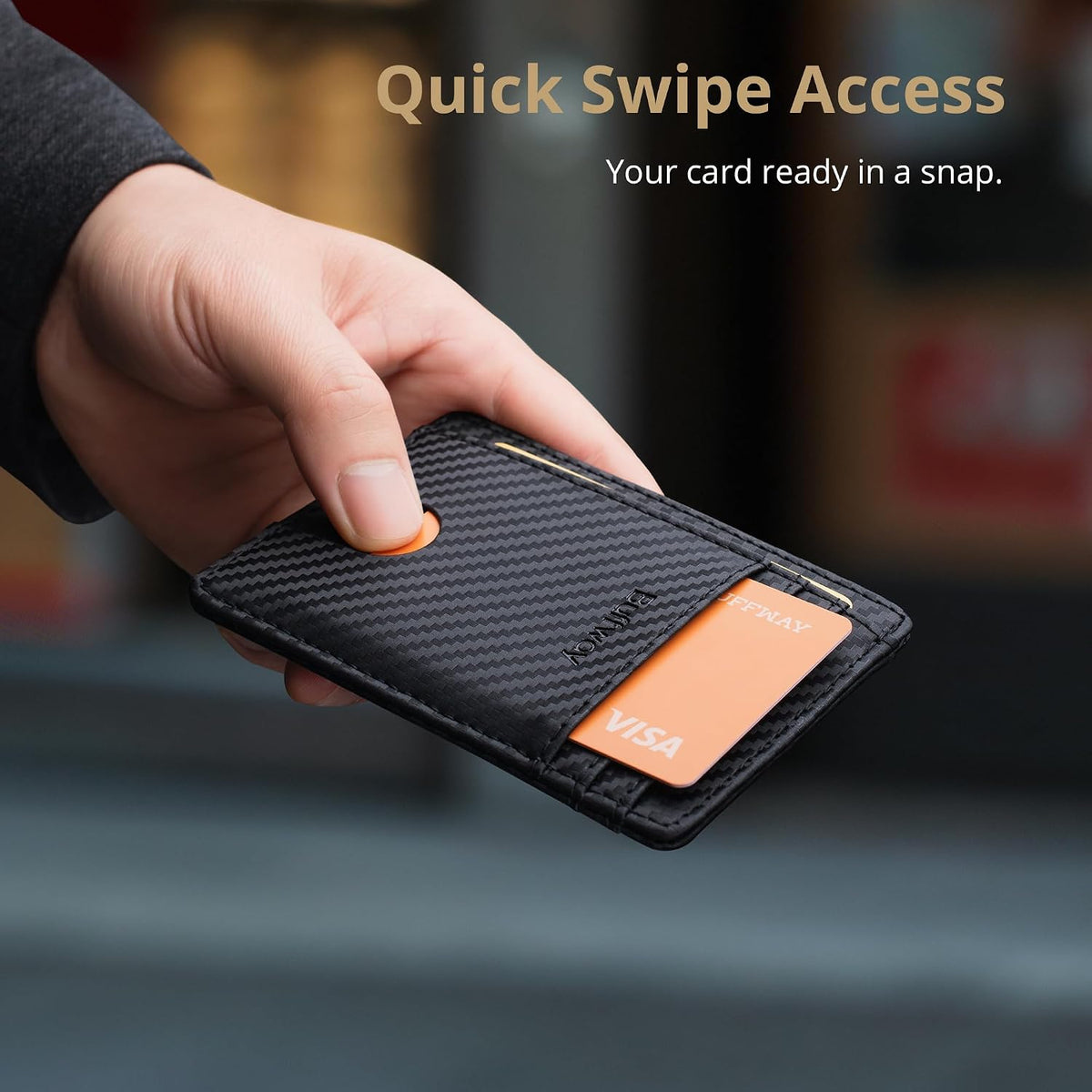 Slim Minimalist Front Pocket RFID Blocking Leather Wallets for Men and Women - Carbon Fiber Black - Colors B