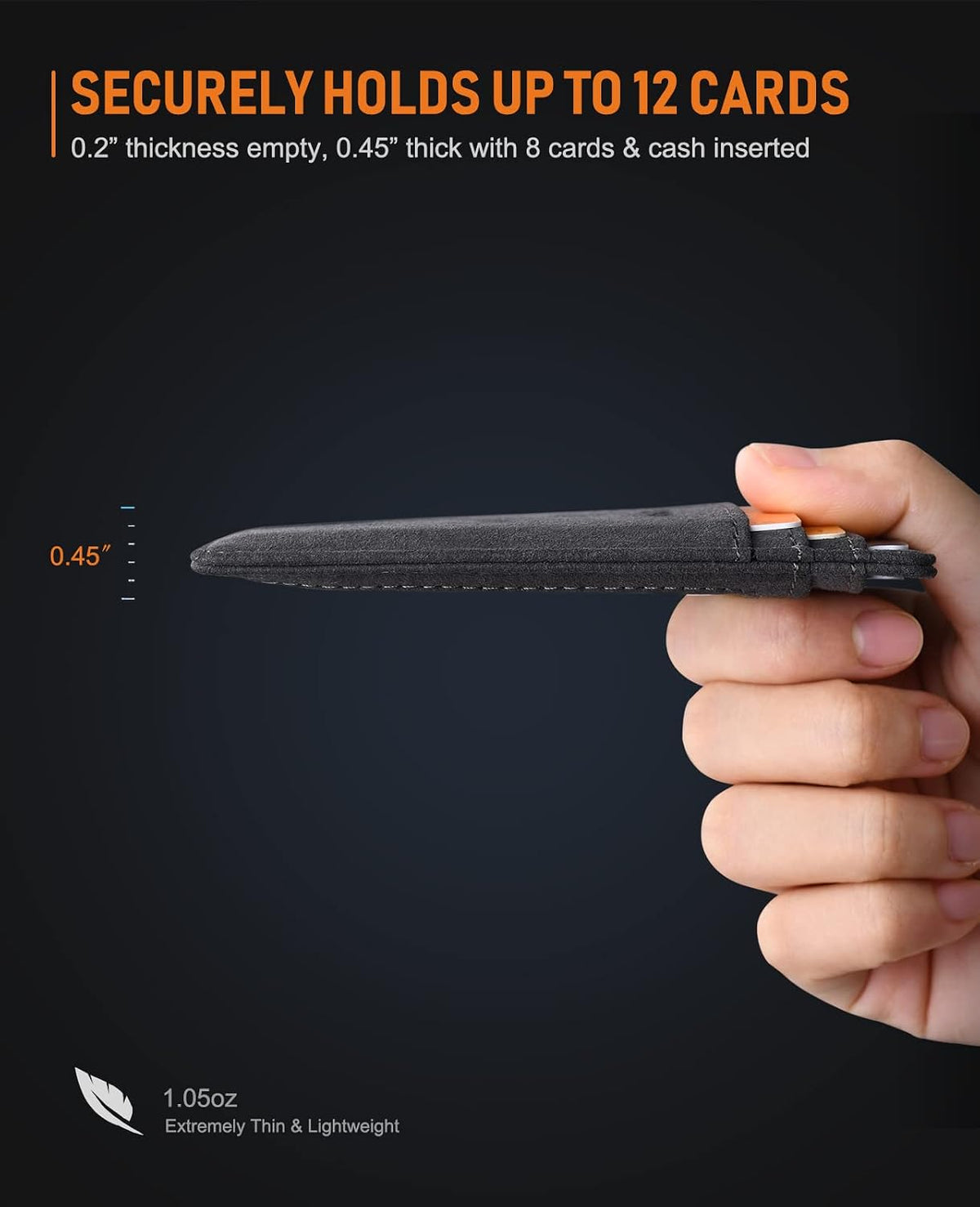 Slim Minimalist Front Pocket RFID Blocking Leather Wallets for Men and Women - Carbon Fiber Black - Colors B
