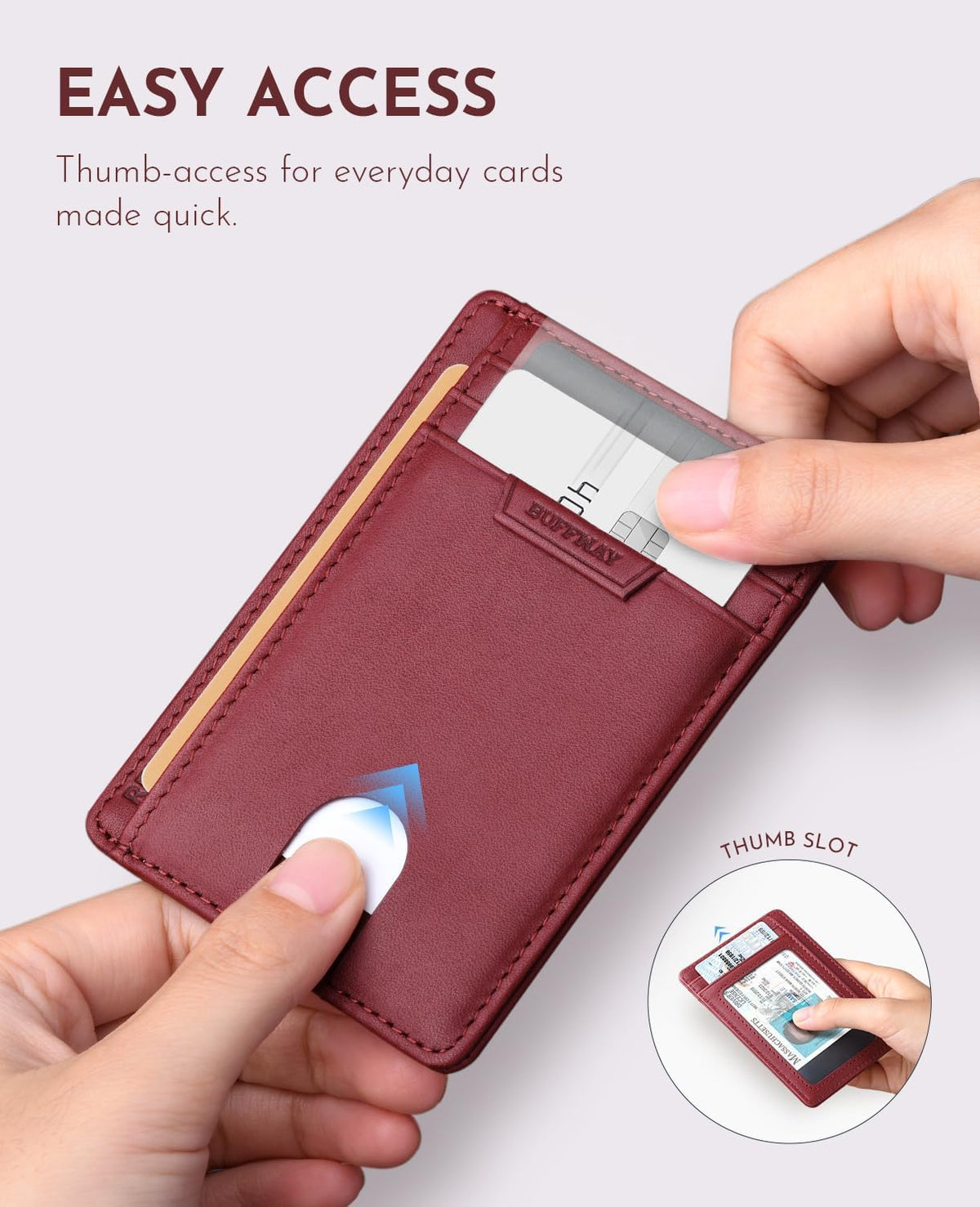 Slim Minimalist Front Pocket RFID Blocking Leather Wallets for Men and Women - Carbon Fiber Black - Colors B