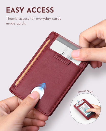 Slim Minimalist Front Pocket RFID Blocking Leather Wallets for Men and Women - Carbon Fiber Black - Colors B