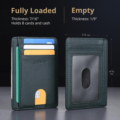 Slim Minimalist Front Pocket RFID Blocking Leather Wallets for Men and Women - Carbon Fiber Black - Colors B