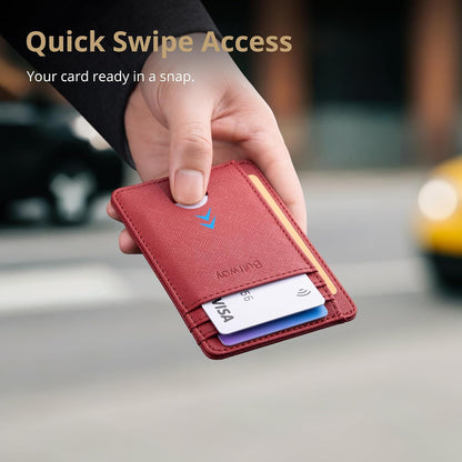 Slim Minimalist Front Pocket RFID Blocking Leather Wallets for Men and Women - Carbon Fiber Black - Colors B