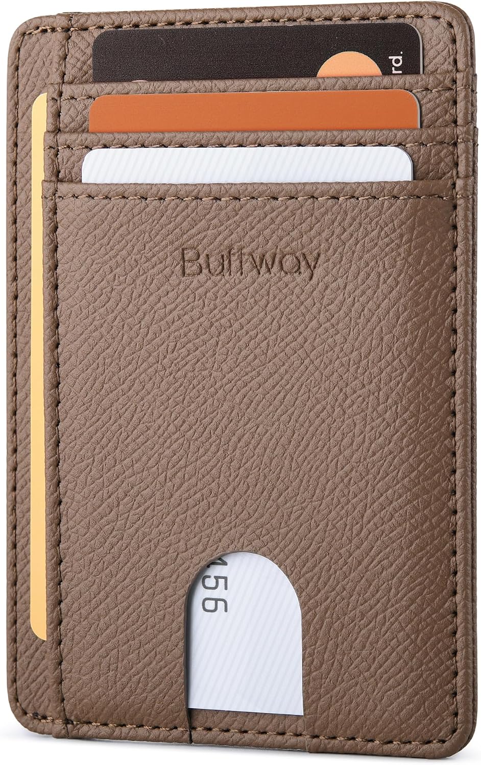 Slim Minimalist Front Pocket RFID Blocking Leather Wallets for Men and Women - Carbon Fiber Black - Colors B