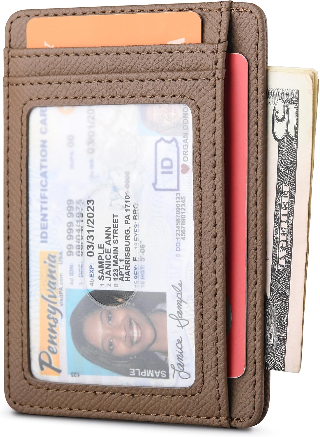 Slim Minimalist Front Pocket RFID Blocking Leather Wallets for Men and Women - Carbon Fiber Black - Colors B