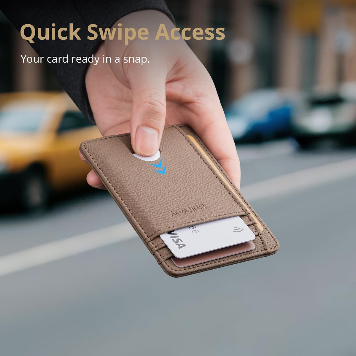 Slim Minimalist Front Pocket RFID Blocking Leather Wallets for Men and Women - Carbon Fiber Black - Colors B