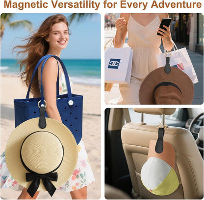 Fikoksol Magnetic Hat Clip for Travel, Silicone Hat Holder for Bag & Beach