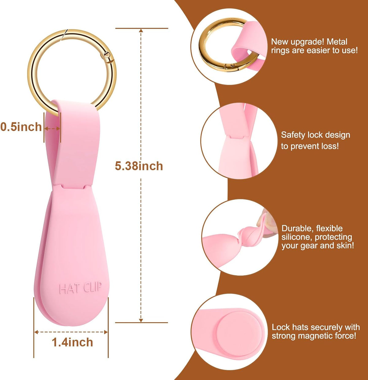 Fikoksol Magnetic Hat Clip for Travel, Silicone Hat Holder for Bag & Beach