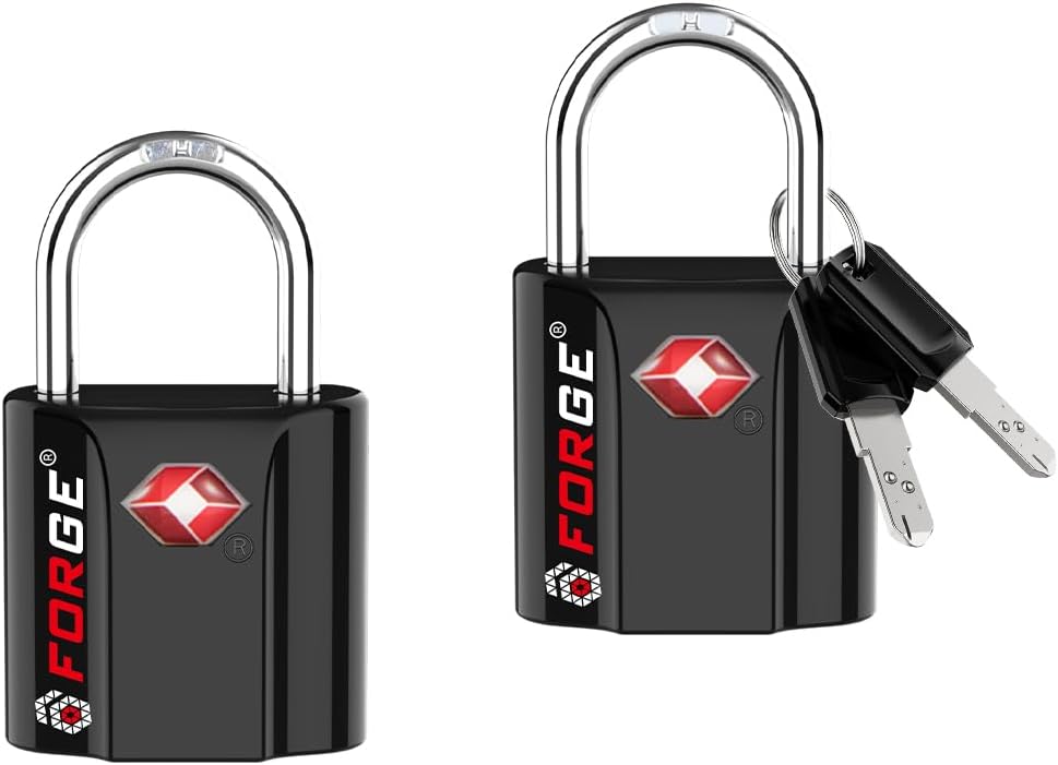 OX 1'' Wide 1.8'' Tall, TSA Approved Luggage Locks: Key Locks for Travel. Ultra Secure Dimple Key Travel Locks Alloy Body. for Luggage, Backpack, Small Toolbox and More. Black.